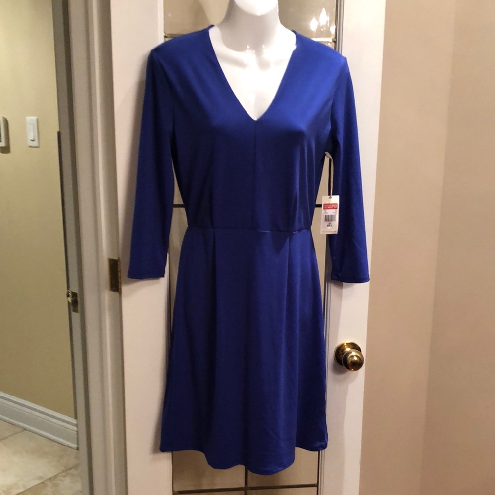 NWT Dex V-Neck Long Sleeve Royal Blue Dress